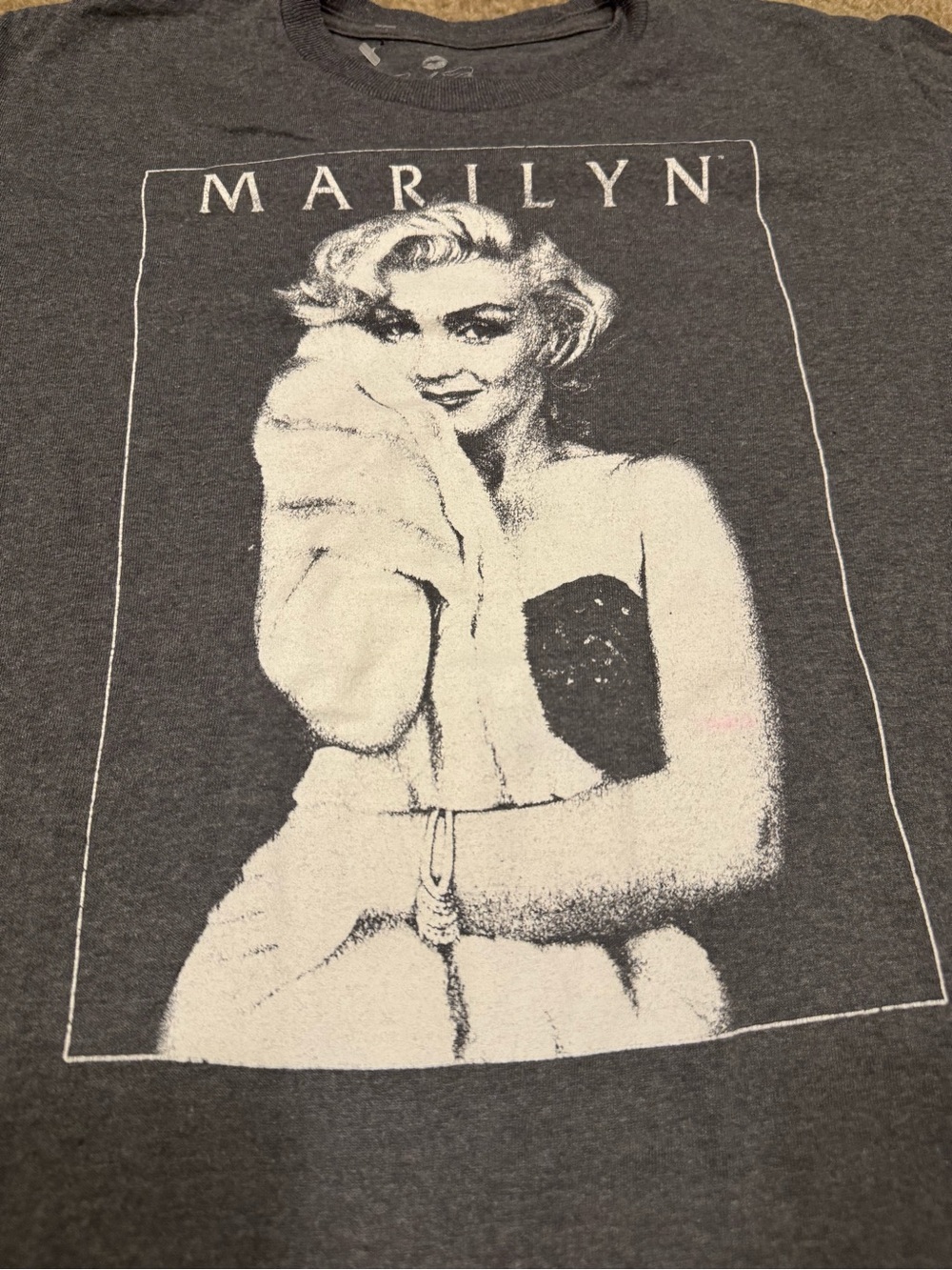 Marilyn Monroe Dark Gray Graphic Tee with White Print